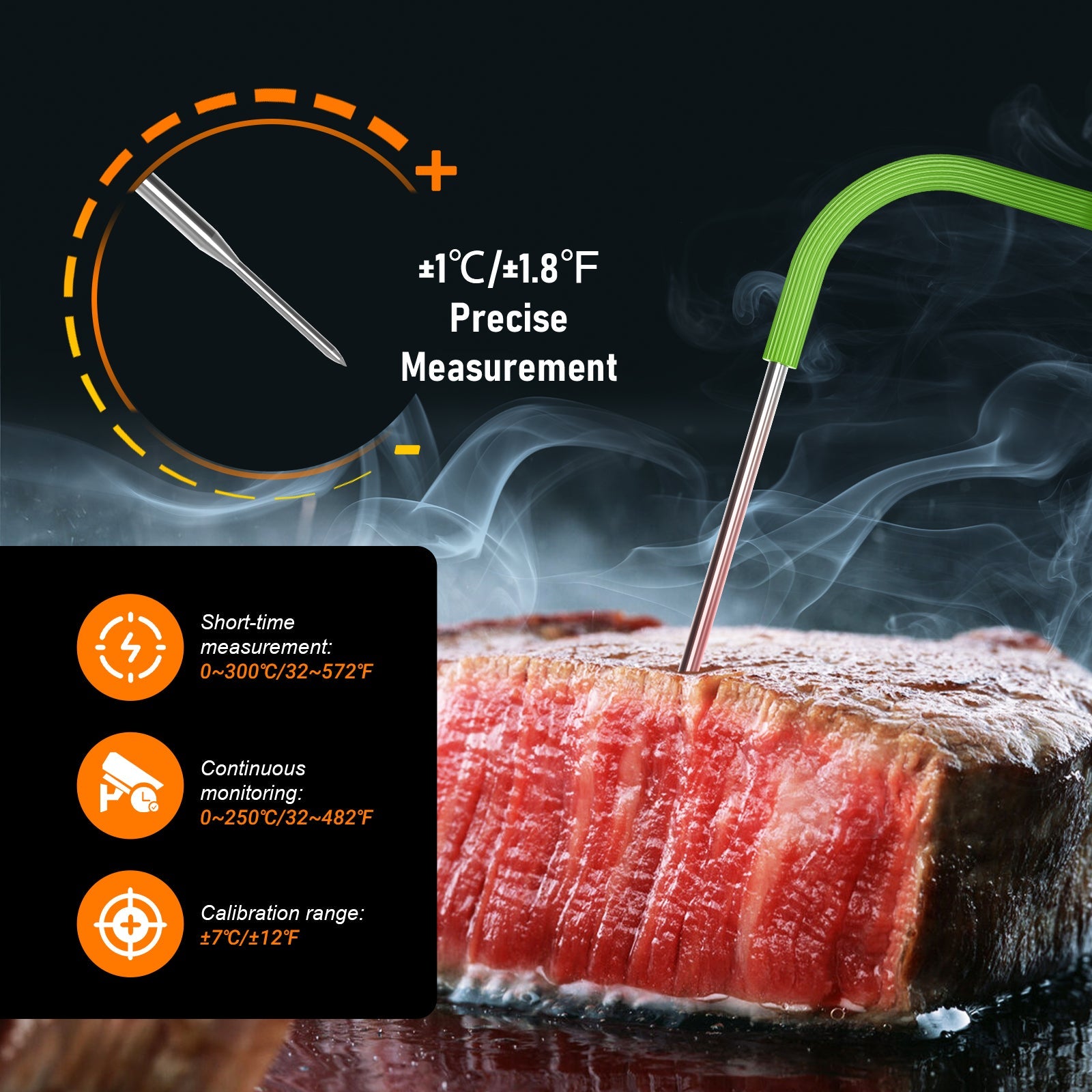 Wireless Bluetooth BBQ Meat Thermometer IDT 22 B - Smart Digital Cooking Thermometer for Grilling, Smoking, Roasting - Perfect for Backyard BBQs, Camping & Outdoor Cooking