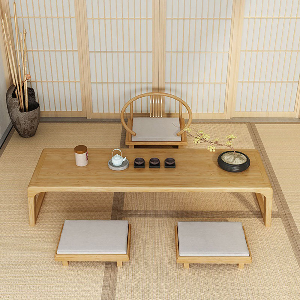 Japanese Elm Wood Tatami Tea Table Set - Traditional Low Table for Tea Ceremony, Zen Meditation & Living Room Floor Seating - Perfect for Japanese Style Home Decor & Asian Inspired Interiors