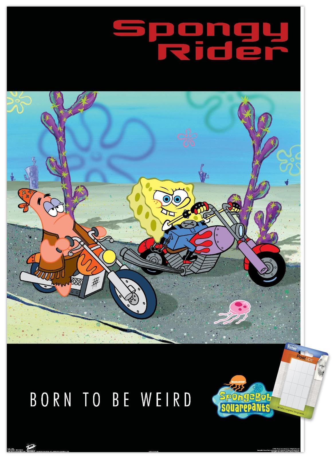 Trends International Nickelodeon SpongeBob SquarePants Biker Wall Poster - 14.725 x 22.375 Inches Premium Poster & Mount Bundle - Perfect for Kids' Room Decor, Teen Bedroom, and Cartoon Lover Gifts