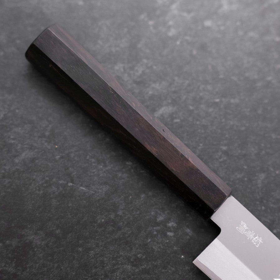 Premium Santoku Knife 140mm - Stainless Steel Clad Blue Super Steel, Polished Blade with Buffalo Ebony Handle - Perfect for Slicing, Dicing & Chopping Vegetables, Meat & Fish