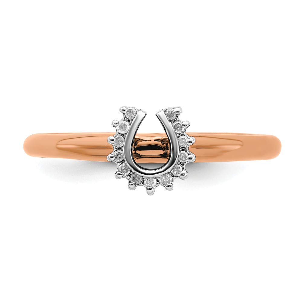 925 Sterling Silver Stackable Pink-Plated Diamond Horseshoe Ring Eternity Band (0.07 cttw) - Perfect for Gifts, Birthdays, Anniversaries & Everyday Fashion Jewelry
