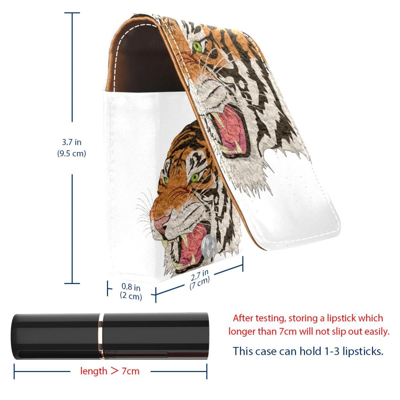 Personalized Lipstick Case - Portable Makeup Bag & Cosmetic Pouch Organizer with Tiger Art Painting Design - Perfect for Travel, Daily Use & Gift Giving