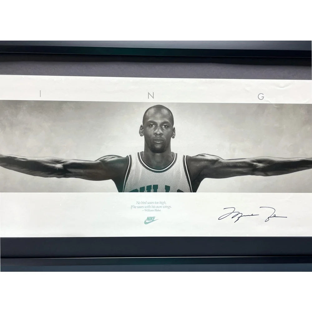 Michael Jordan Autographed Wings Poster - Framed Upper Deck UDA COA Signed #D/500 Chicago Bulls - Perfect for Sports Memorabilia Collectors & Basketball Fans