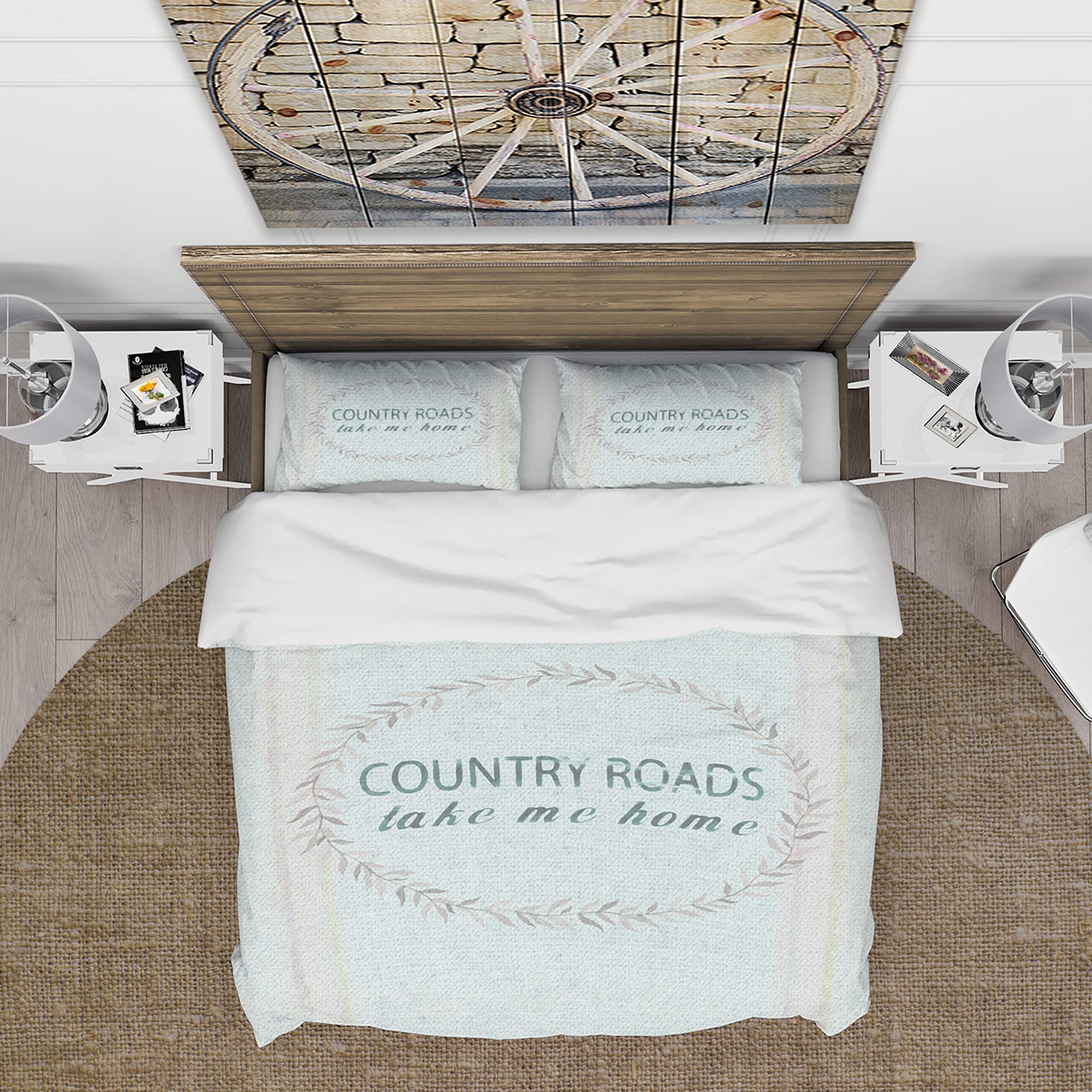 Farmhouse Floral Duvet Cover Set Twin Size - Blue Farmhouse Bedding 3 Piece Set for All Seasons | Cozy Farmhouse Style Bedroom Decor for Guest Rooms & Master Suites