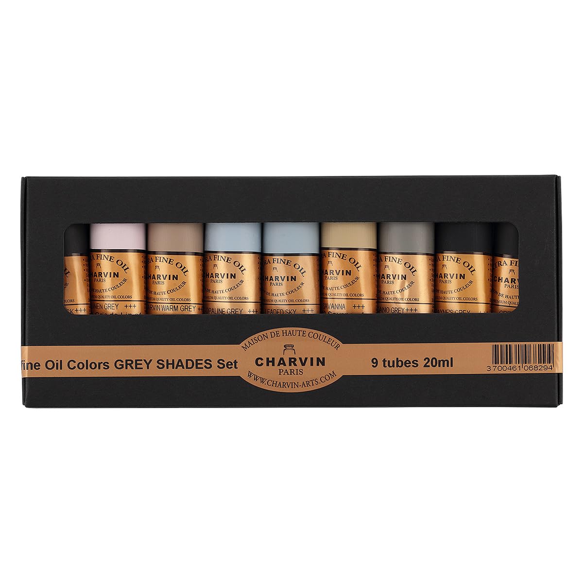 Charvin Extra Fine Oil Color Bonjour Set of 9 (20ml Tubes) - Professional Artist Grey Tones for Painting & Portraits | Perfect for Studio Work & Landscape Art