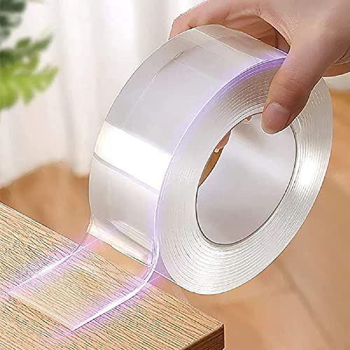 3M/5M/10FT Nano Double Sided Tape - Invisible No Residue Reusable Waterproof Adhesive for Wall Hanging, Home Decor, Picture Frames & DIY Crafts - Strong Hold Clear Mounting Tape (5 Meters)