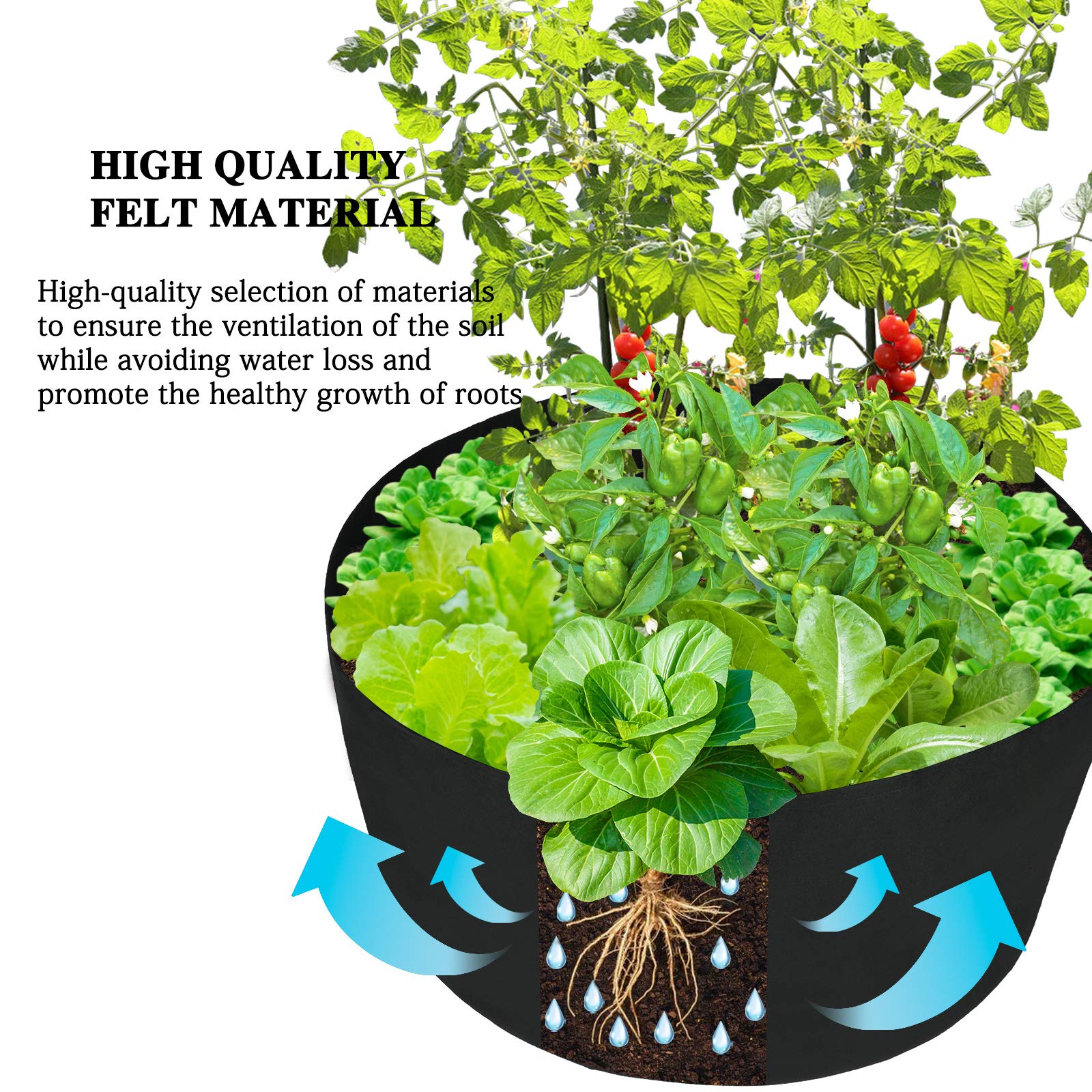 Firlar 2 Pack 100 Gallon Round Grow Bags - Heavy Duty Fabric Plant Pots for Vegetables, Flowers & Herbs | Raised Garden Bed, Planting Container | Indoor & Outdoor Gardening, Urban Farming, Balcony Planting