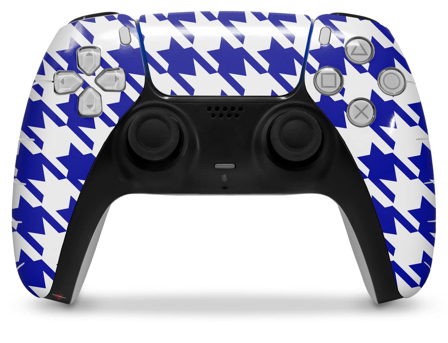 PS5 DualSense Controller Skin Wrap - Houndstooth Royal Blue for Gaming Protection