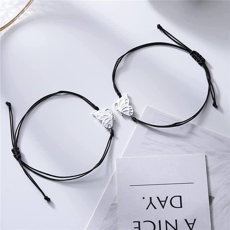 Best Friendship Bracelets for Women - Long Distance Matching Couple Bracelets with Butterfly Charm, Promise Gifts for Best Friends Birthday | Perfect for Anniversaries, Valentine's Day & Sister Gifts