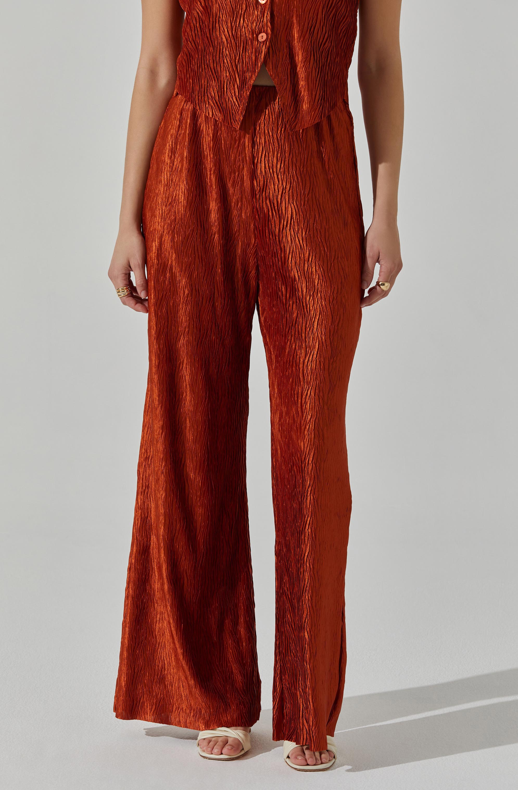 High Waisted Wide Leg Plisse Pants for Women - Soft Stretchy Comfortable Palazzo Trousers - Perfect for Office, Casual Wear & Travel