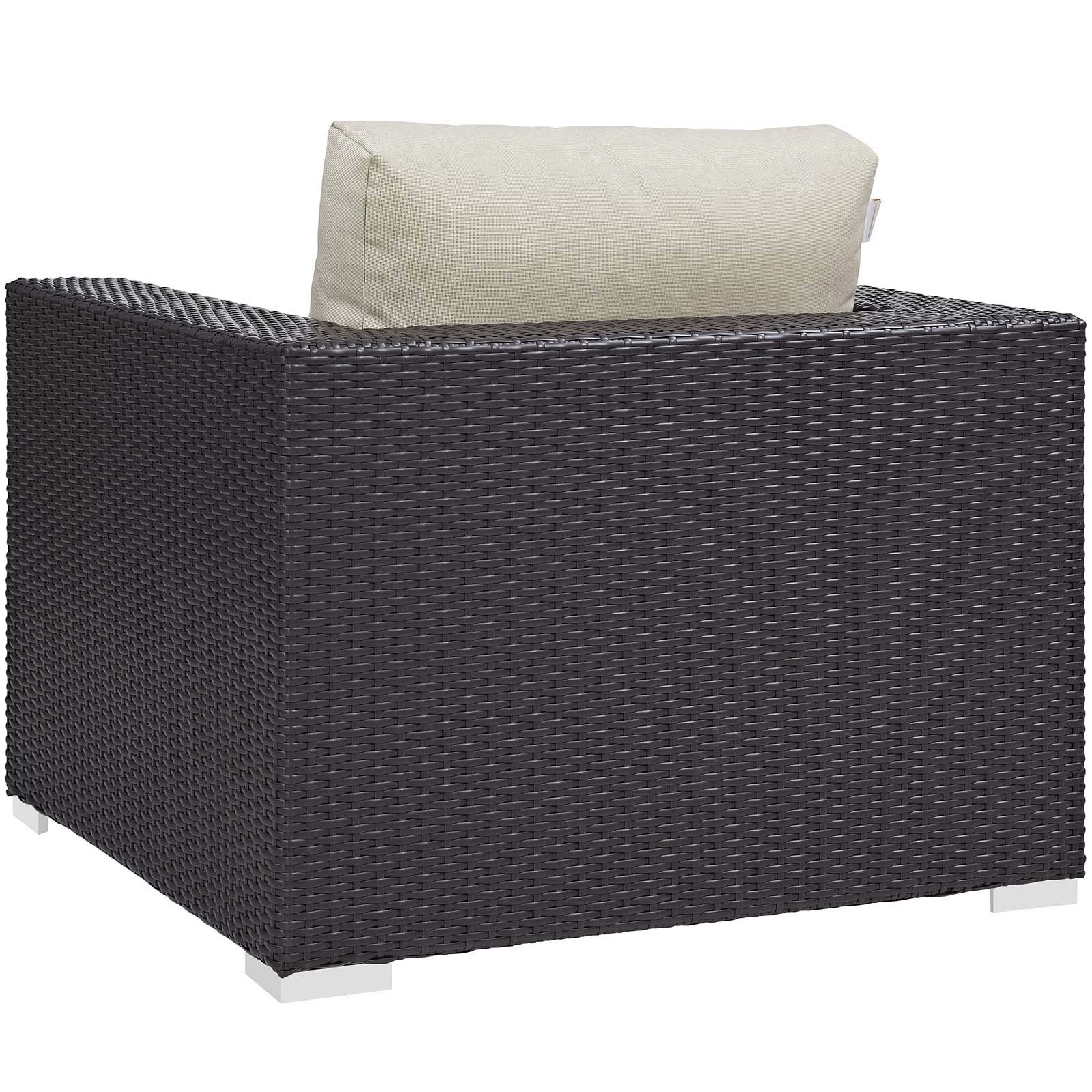 Modern Outdoor Patio Lounge Sofa Set with Fire Pit - Wicker Rattan Furniture, Beige - Perfect for Backyard, Garden, and Poolside Relaxation