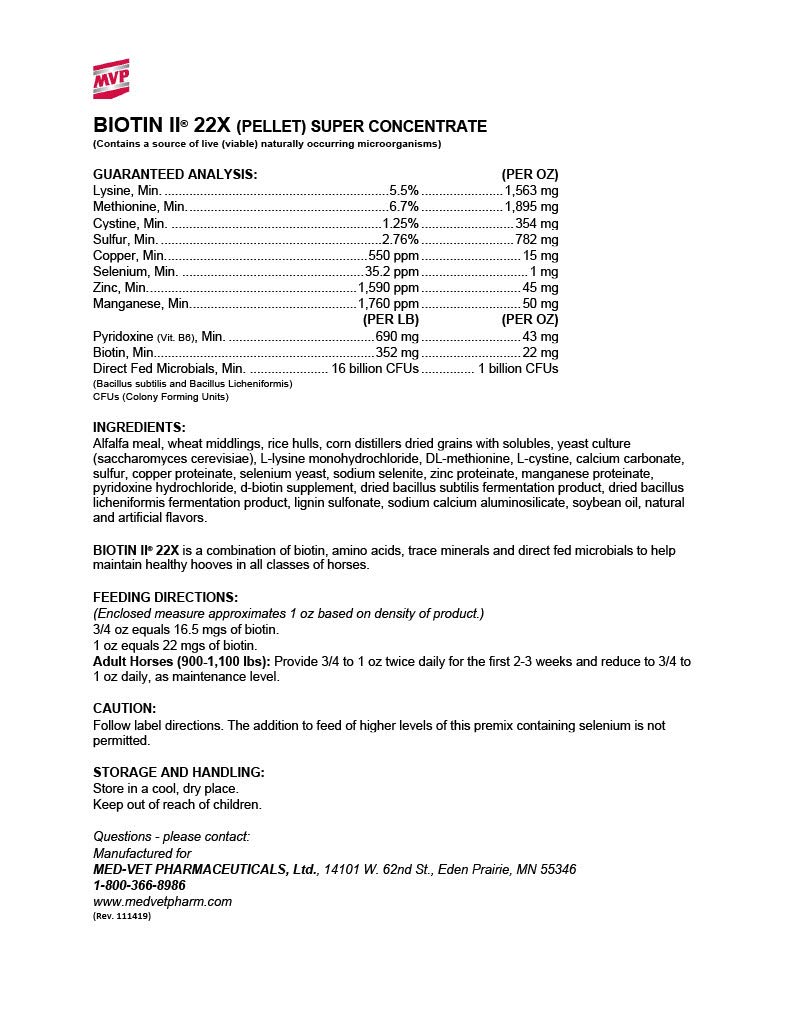 MVP Biotin II 22X (35lb) Horse Hoof Supplement - Promotes Strong Hoof Growth & Health - Ideal for Performance Horses, Show Horses & Equine Recovery