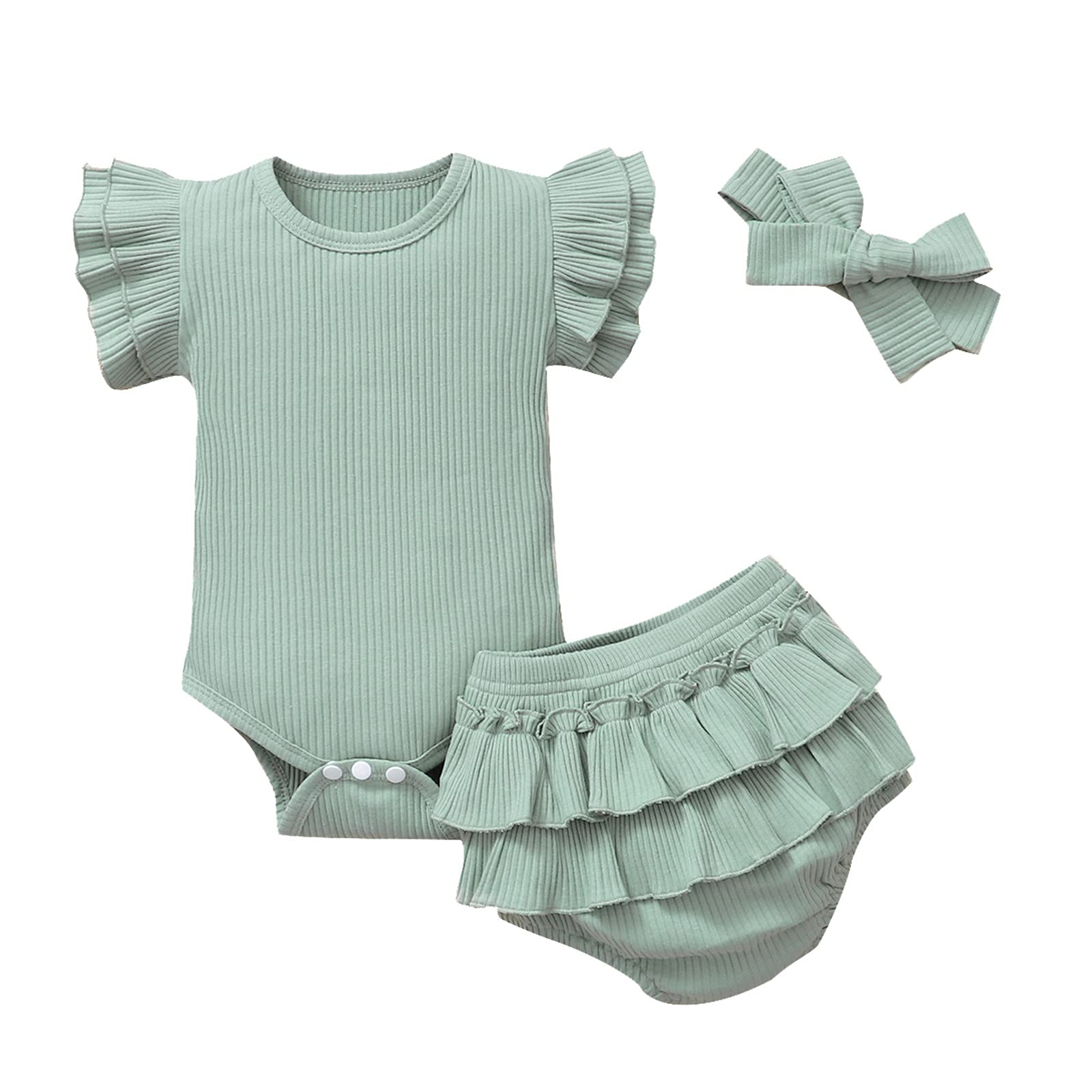 Adorable Floral Baby Girl Romper & Shorts Set - Newborn Summer Outfits with Ruffles | Cute Infant Clothes for Photoshoots, Parties & Playtime