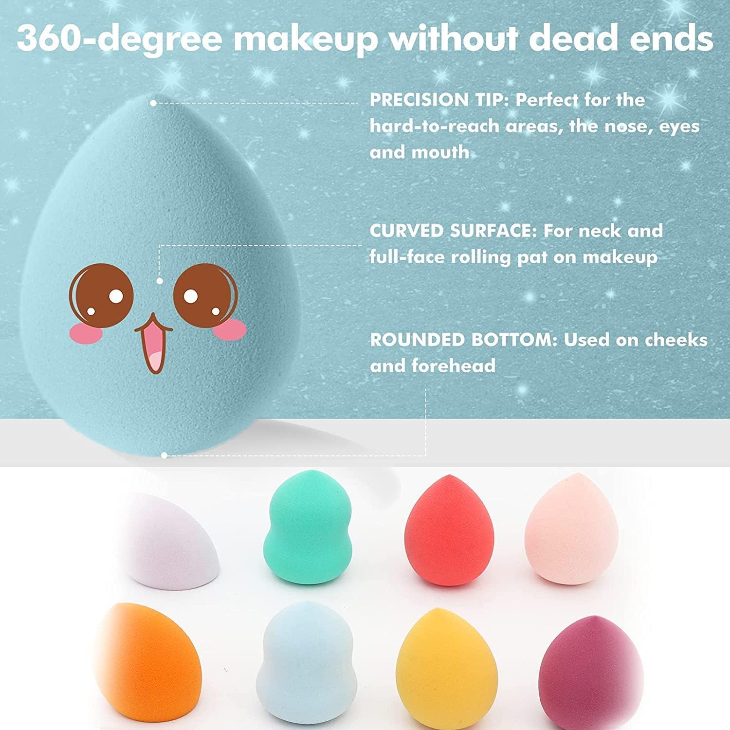 Pink Shimmer Professional Makeup Sponge Set - 4 Pack Beauty Blender with Travel Case | Soft Cosmetic Sponge for Foundation, Concealer & Powder Application | Perfect for Makeup Artists & Everyday Use