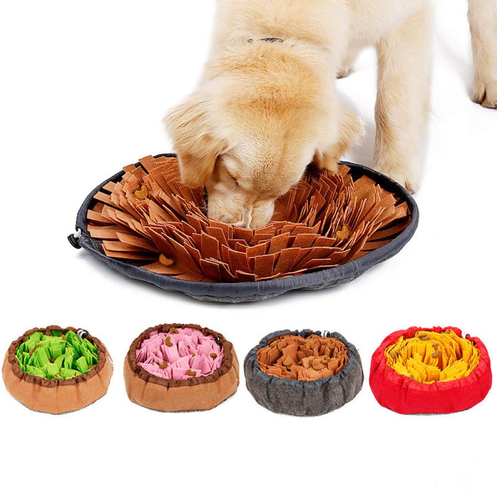 Yellow Dog Snuffle Mat for Dogs - Washable Round Sniffing Pad for Training, Feeding & Enrichment - Non-Slip Puzzle Toy with Multi-Color Design (1pc) - Perfect for Slow Feeding, Anxiety Relief & Mental Stimulation