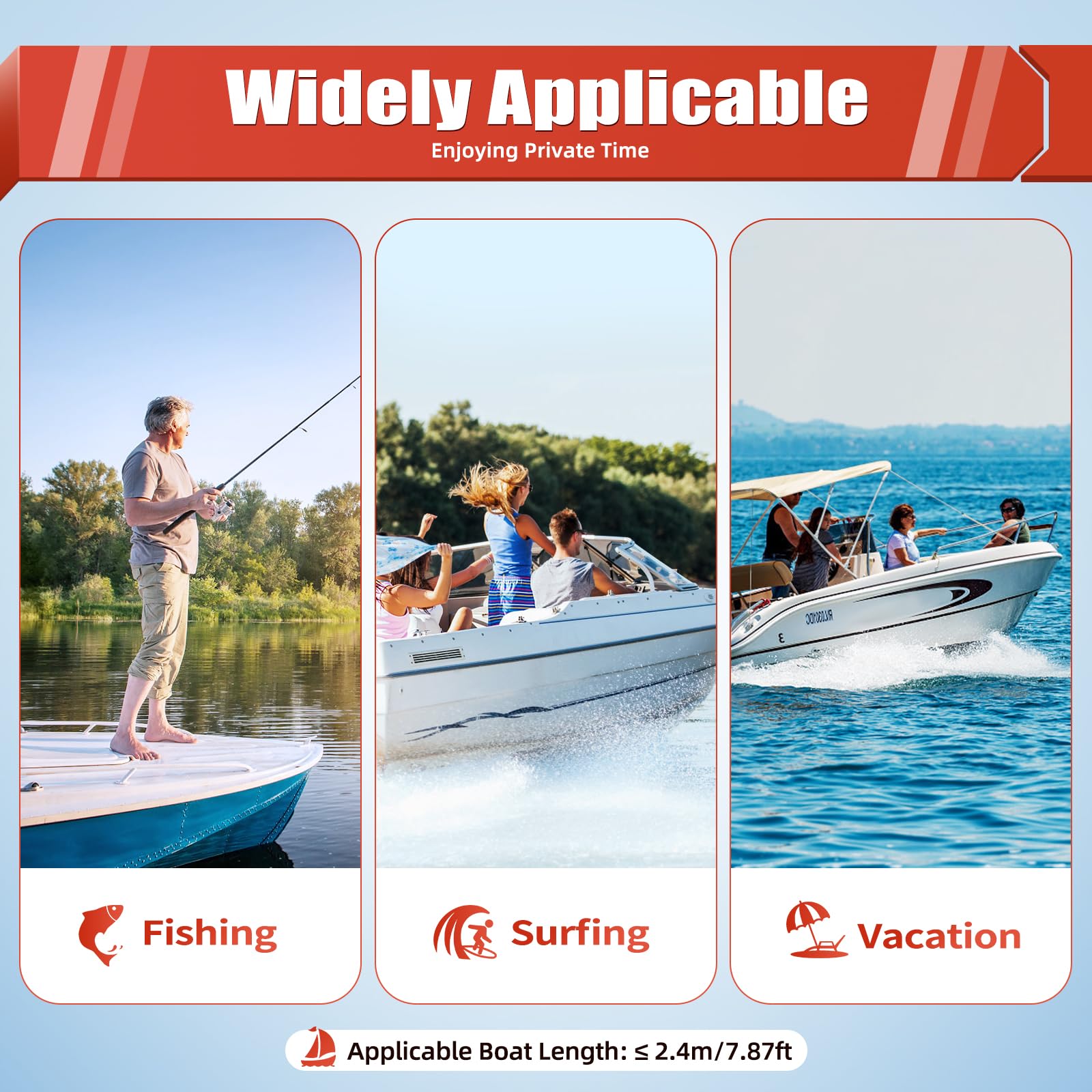 52cc Single Cylinder 2.3HP Gas Outboard Motor - Long Shaft Air Cooled Engine for Inflatable Boats, Fishing Boats, Yachts & Water Sports | Perfect for Lake Fishing, River Cruising & Marine Recreation