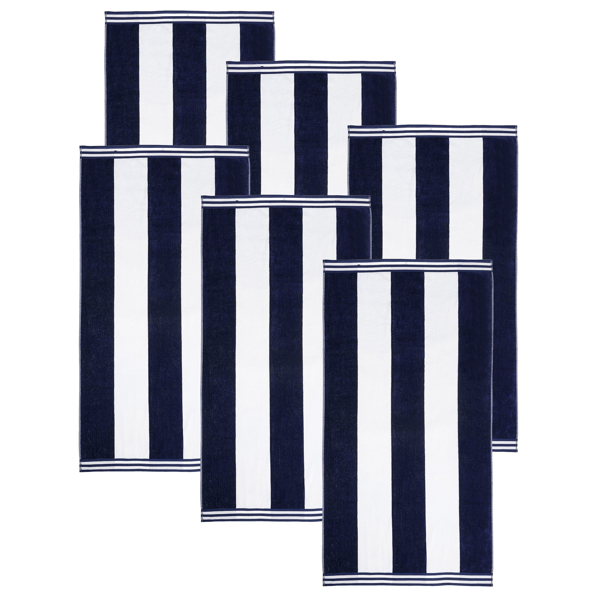 Premium Cabana Stripe Oversized Cotton Beach Towel Set of 2, 4, or 6 - Soft, Absorbent & Quick-Drying for Pool, Beach, Vacation & Spa Use