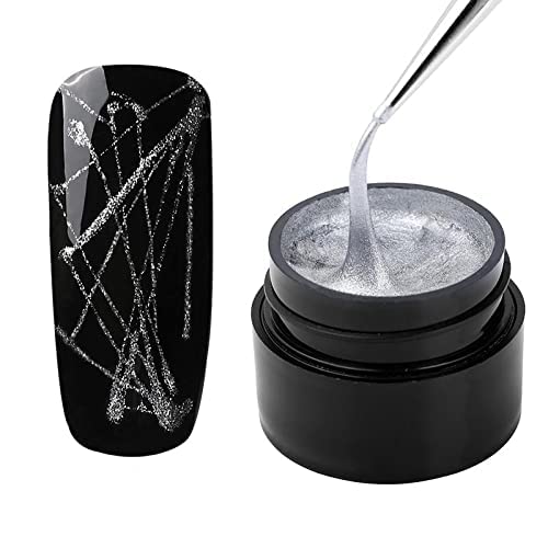 D.B.Z. ® Silver Spider Gel Polish Kit - UV LED Nail Art Paint with Thin Brush for Professional Spider Web Designs | Perfect for Salon, Home Manicure & Nail Art Enthusiasts