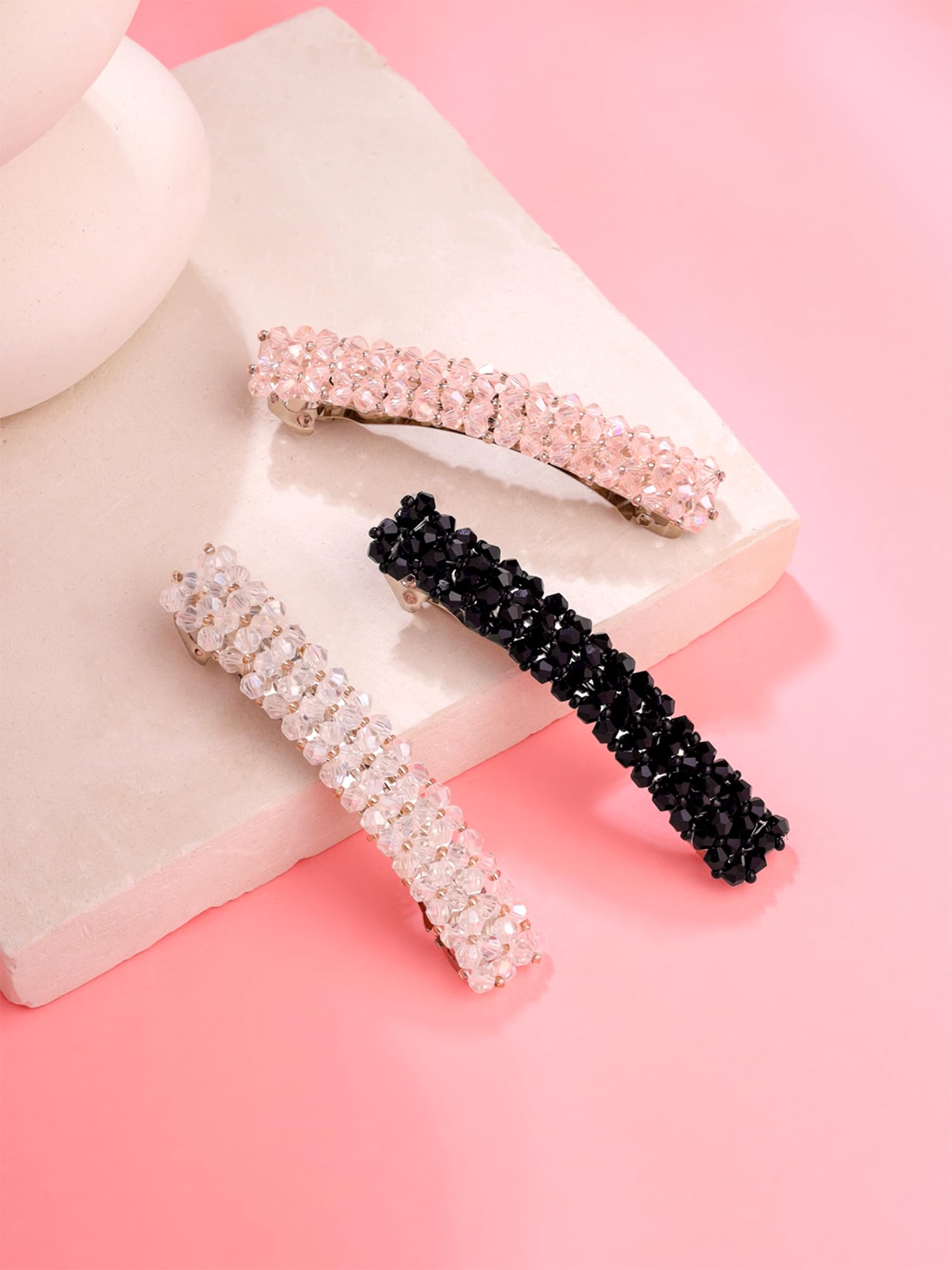Elegant Yellow Crystal French Barrette Hair Clips for Women & Girls - Fashion Hair Accessories for Everyday Wear, Parties & Gifts