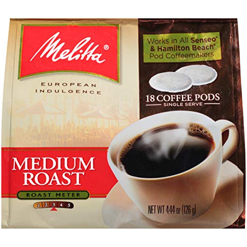 Melitta Coffee Pods Medium Roast - 18 Count (Pack of 6, 108 Total Pods) - Compatible with Single Serve Coffee Makers - Perfect for Home, Office or Travel Use