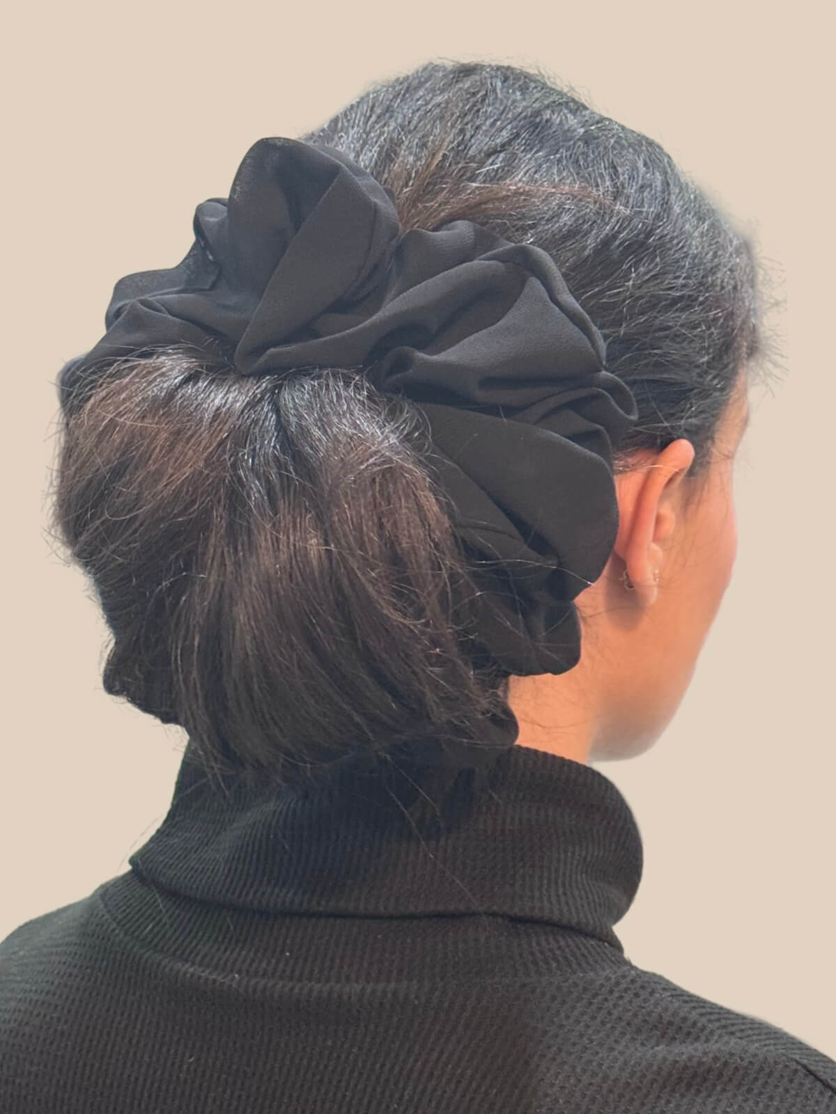 Black Chiffon Hijab Scrunchie - Soft Muslim Headband for Women - Perfect for Daily Wear, Prayer, and Special Occasions