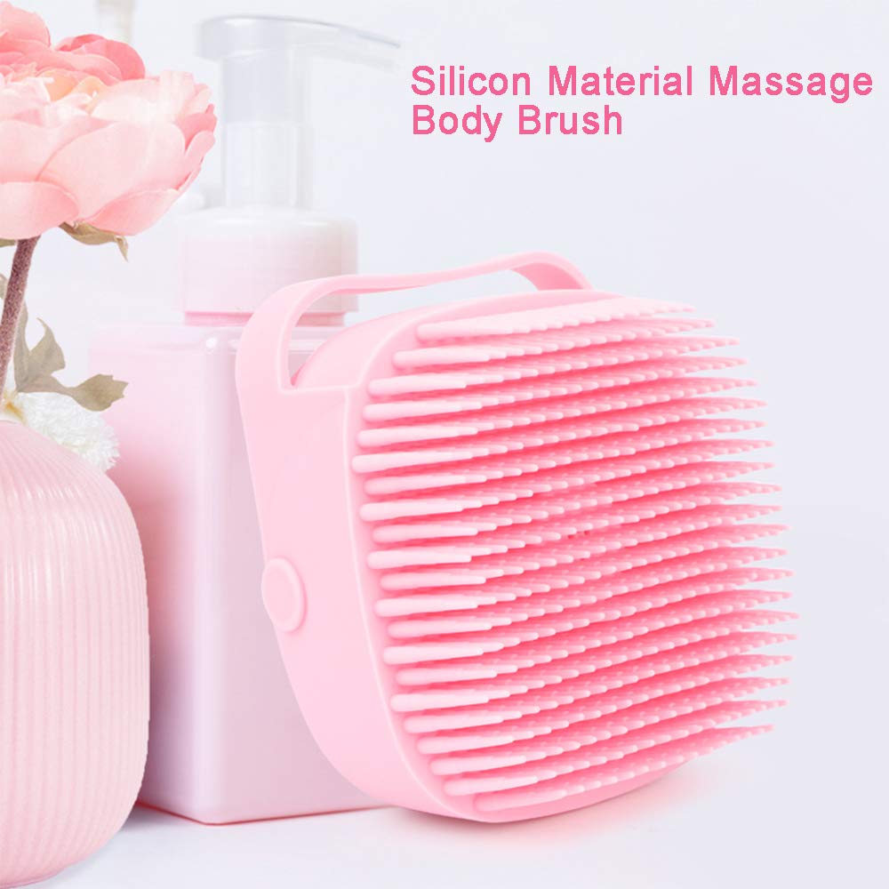 Premium Silicone Body Brush with Shower Gel Dispenser - Soft Bath Massage Scrubber & Exfoliating Loofah Brush for Smooth Skin | Ideal for Shower, Spa & Self-Care Routine (Pink)