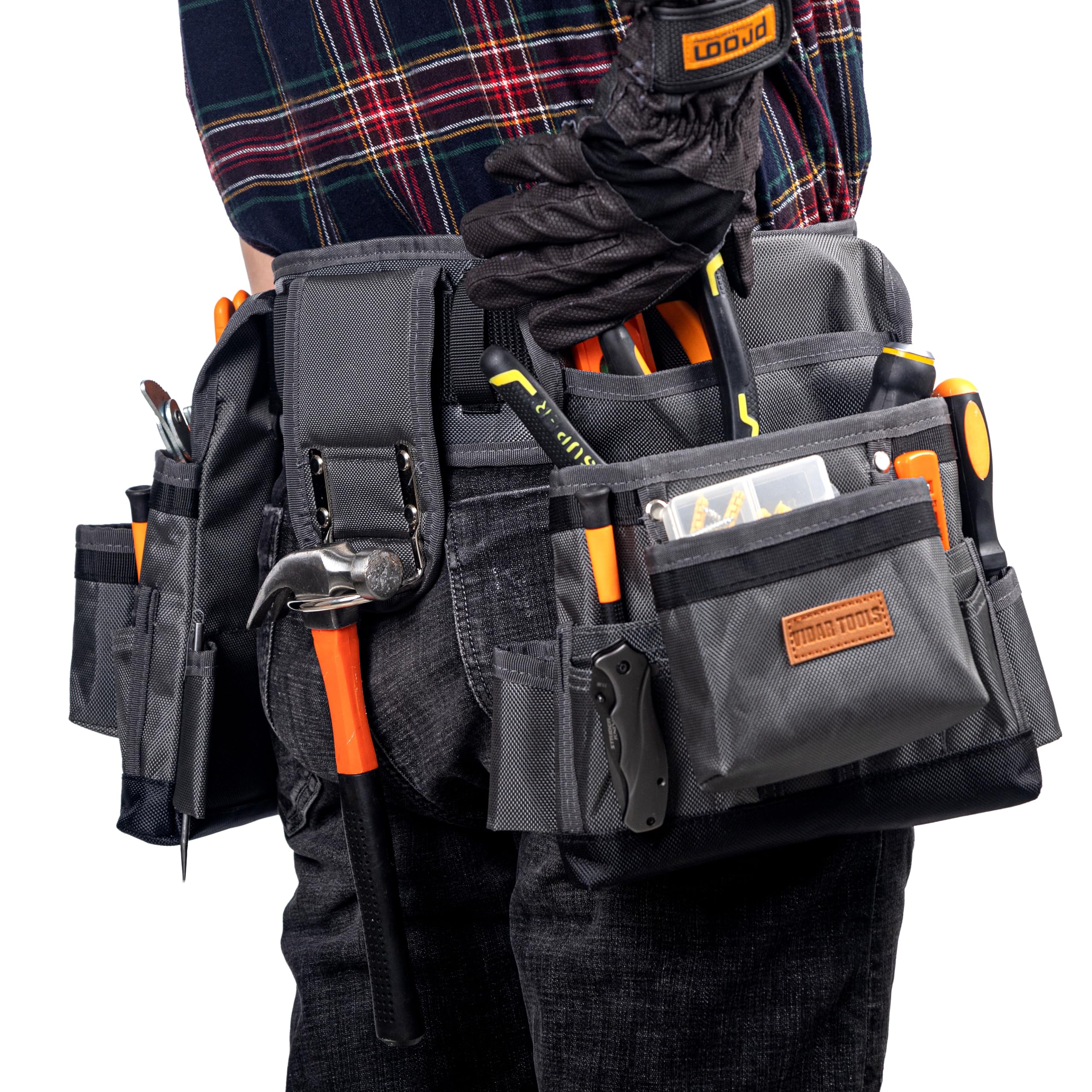 Heavy Duty Tool Belt with 22 Pockets - Air-Mesh Padded Work Belt for Construction, Carpentry, Electricians & DIY | Double Layer Thickened Polyester with Waterproof Coating | Perfect for Job Sites, Home Renovations & Professional Use