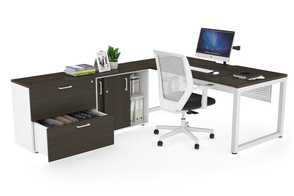 Quadro Loop Executive White Frame Office Chair - 1800L x 800W with Cable Scallop - Ergonomic Desk Chair for Home & Office Workspace