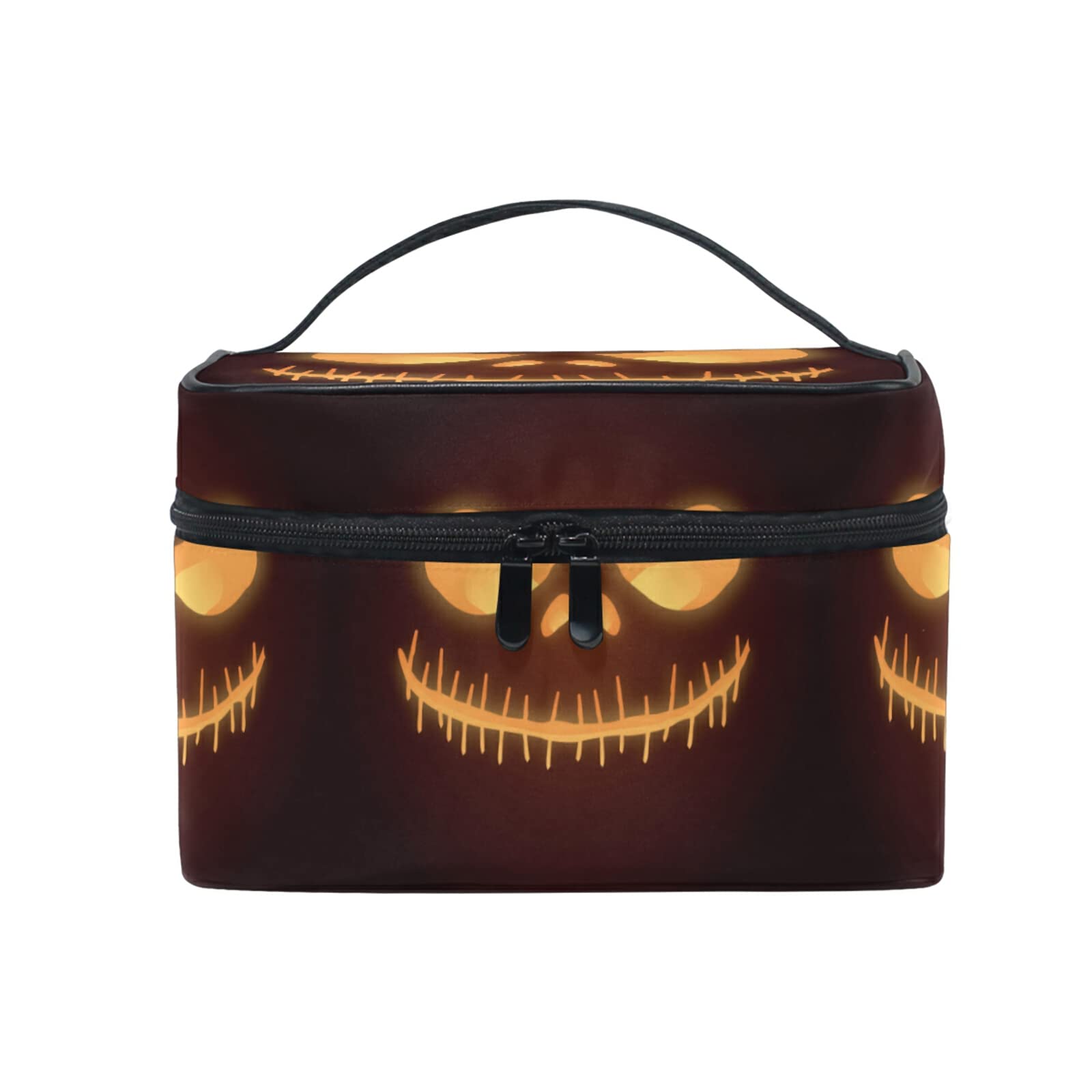 Halloween Pumpkin Ghost Skull Makeup Bag for Women - Waterproof Cosmetic Organizer & Toiletry Travel Case - Perfect for Halloween Parties, Cosplay, and Travel Accessories Storage