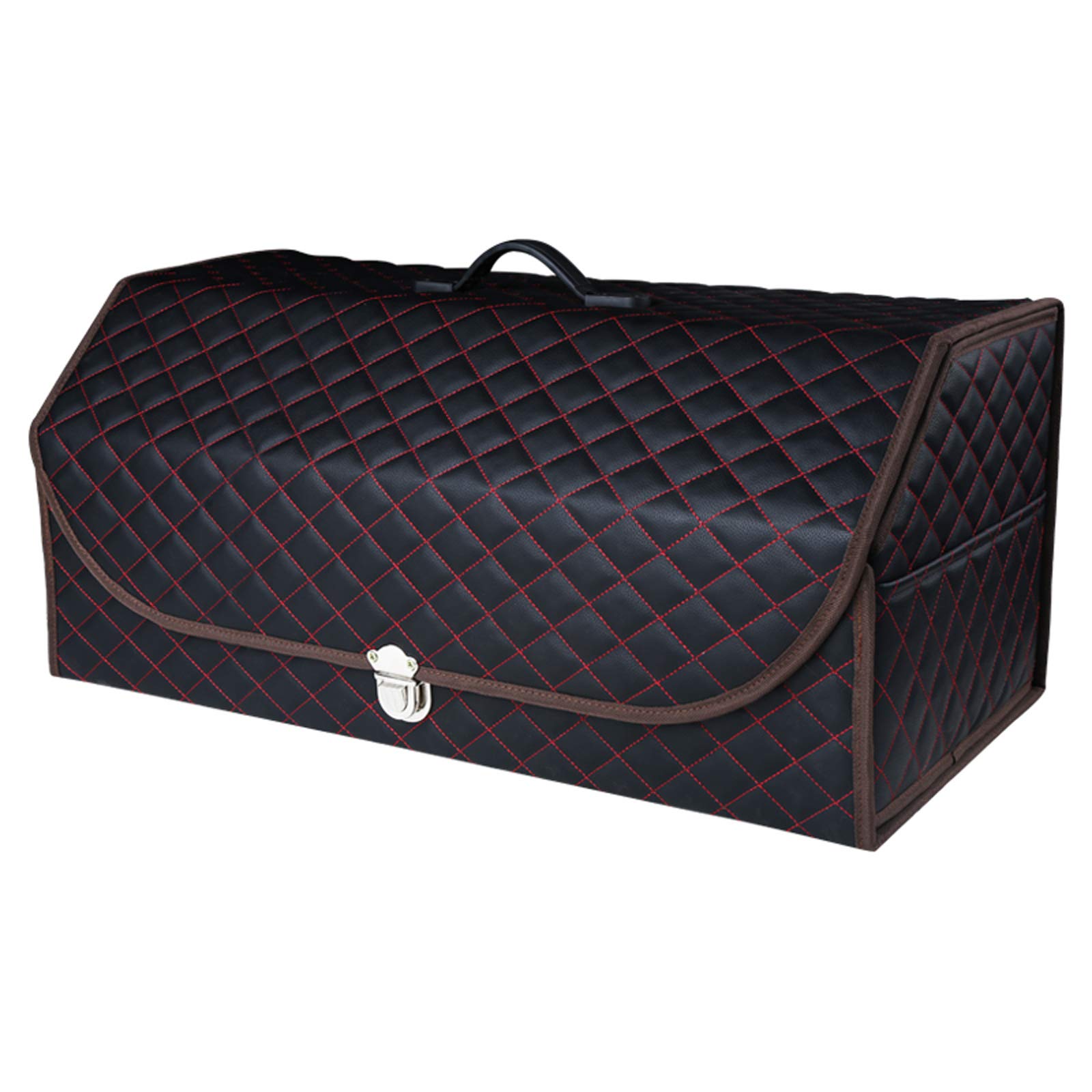 Premium SUV Trunk Organizer - Extra Large Collapsible Car Storage Box with Metal Buckle Lid | Adjustable Vehicle Organizer for Travel, Camping & Road Trips | Durable Leather Trunk Organizer for SUVs, Sedans & Minivans