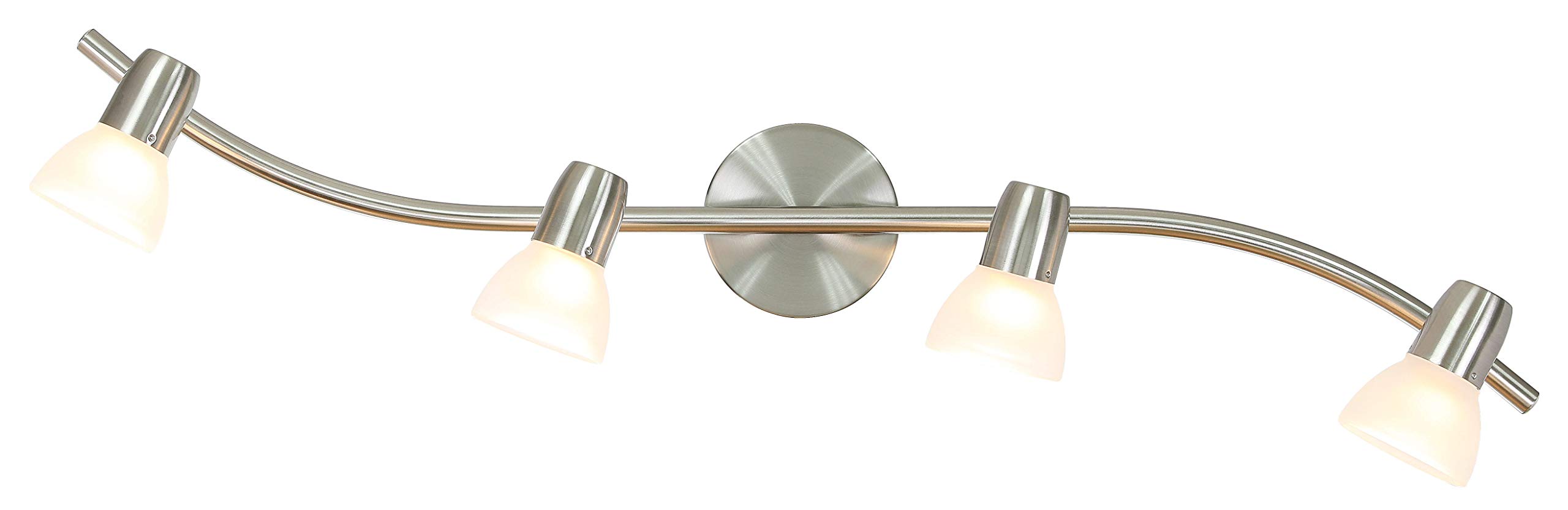 XiNBEi Modern S-Shaped Track Lighting Kit - 4 Light Brushed Nickel Ceiling Fixture for Kitchen, Dining Room & Living Room | Adjustable Spotlights for Home Decor & Accent Lighting (Model XB-TR1223-4-BN)
