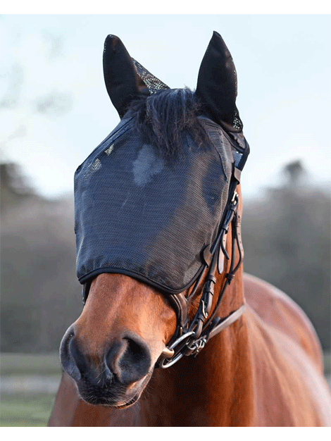 Equilibrium Ride On Fly Mask for Horses - UV Protection & Breathable Fly Control for Riding, Training, and Pasture Use