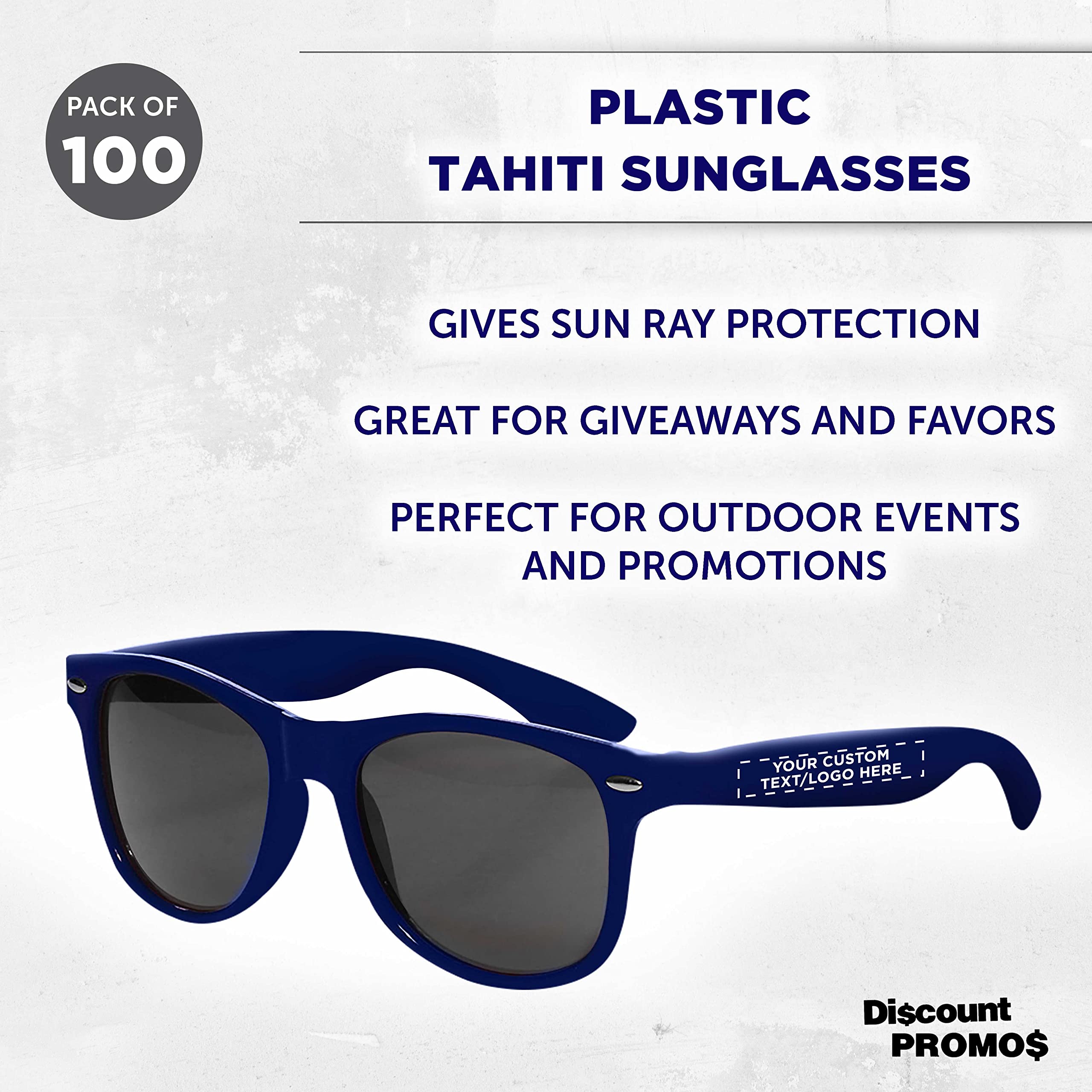 Discount Promotions Sunglasses - Plastic Tahiti Glasses - Classic Style UV Protection Sunglasses for Men & Women - Perfect for Beach, Driving & Outdoor Activities