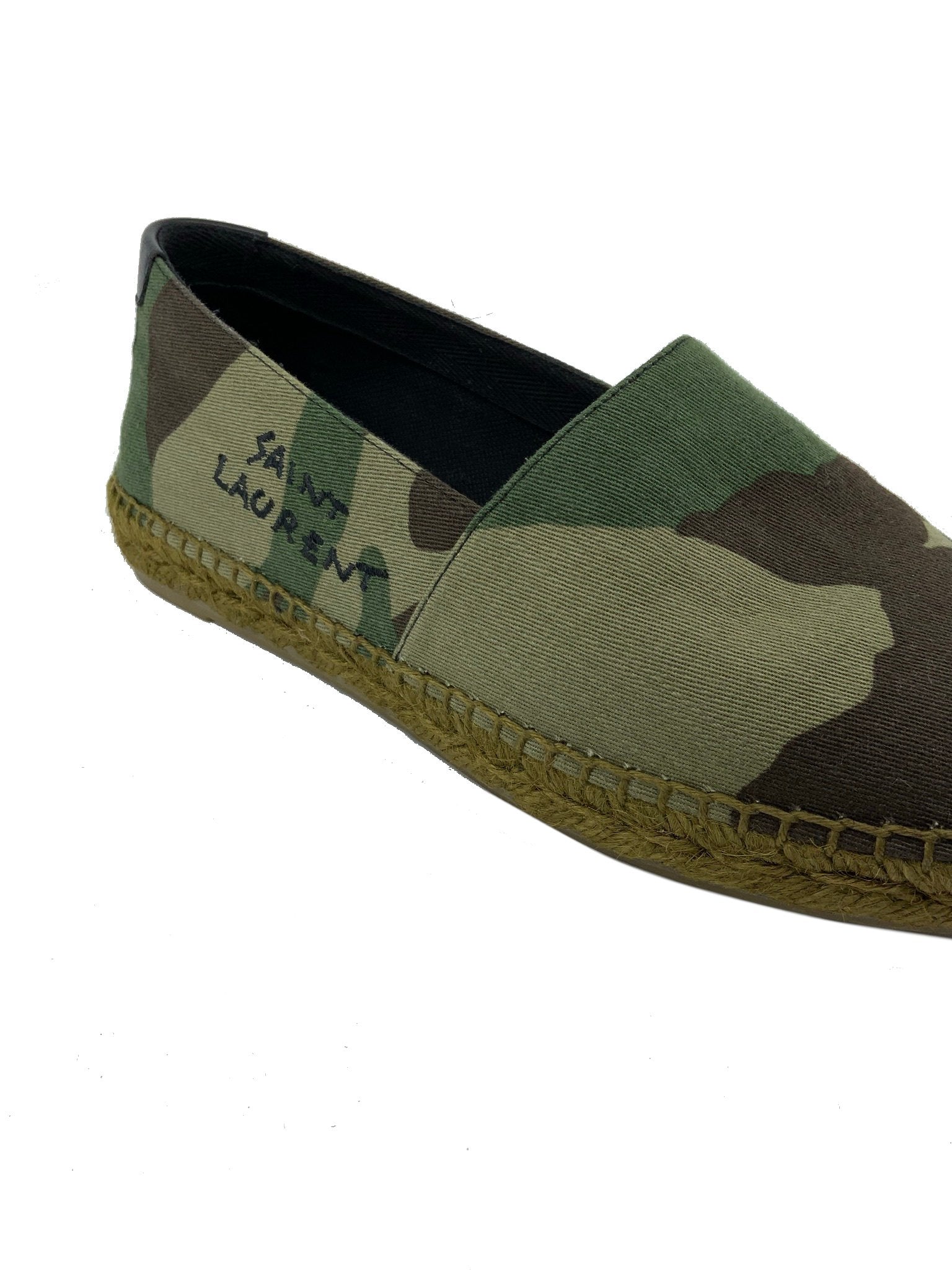 Saint Laurent Signature Camo Canvas Espadrilles Women's Size 6 - Stylish Designer Slip-On Shoes for Casual Outings & Summer Fashion