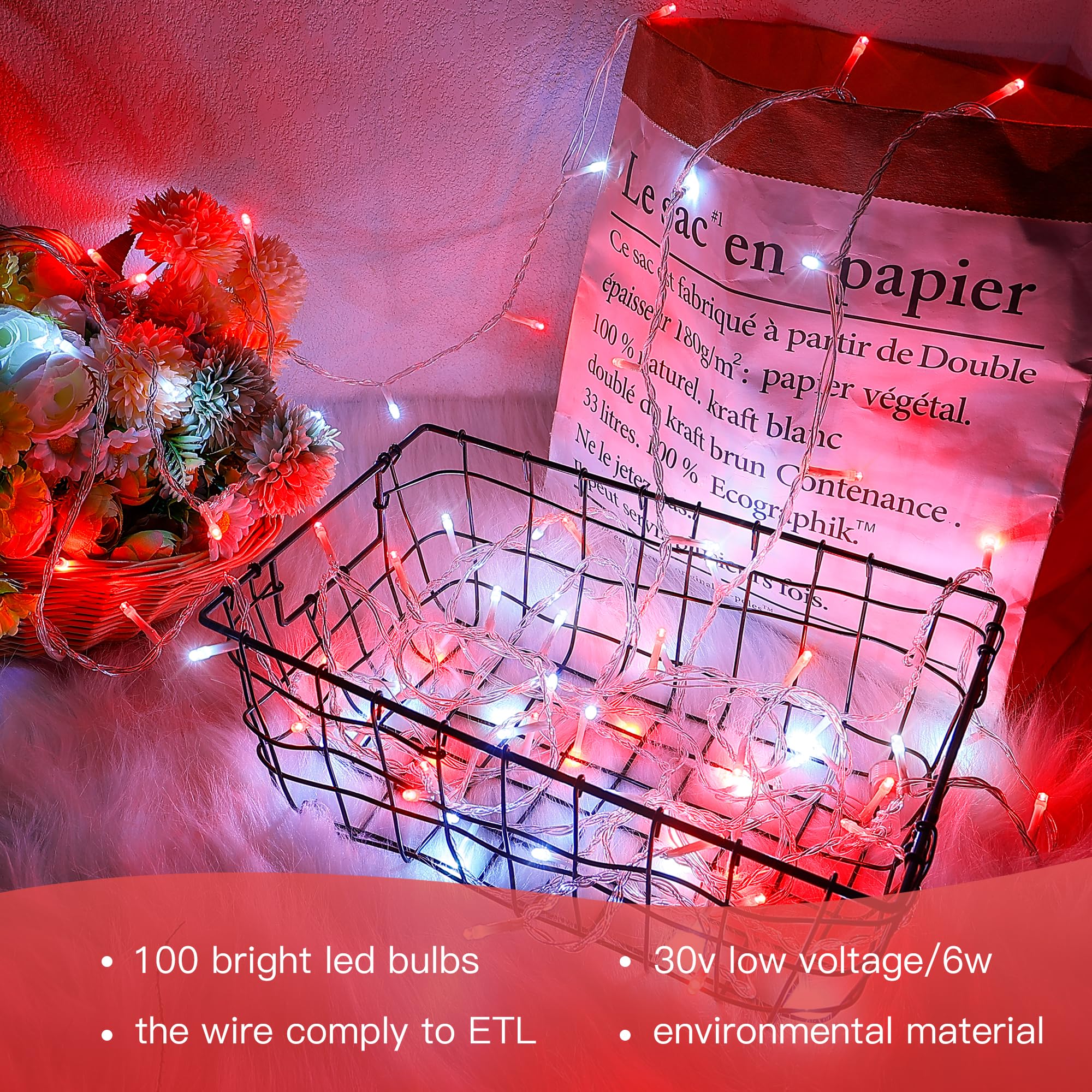 Hopolon 33FT 100 LED String Lights - Waterproof Connectable Fairy Lights for Christmas Tree, Wedding & Bedroom Decor