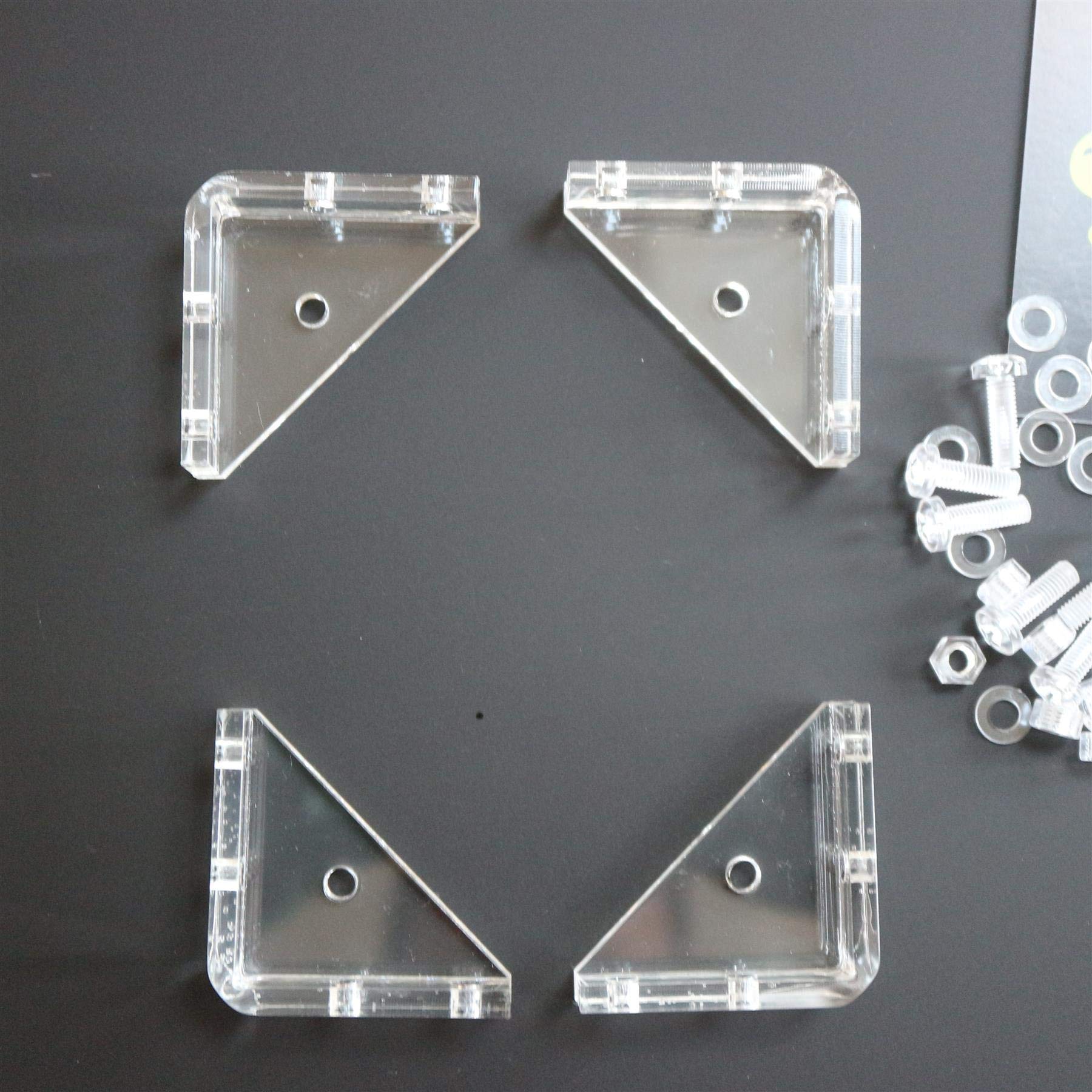 Clear Acrylic Corner Brackets 5mm Thick with M5 Bolts for Shelves & DIY