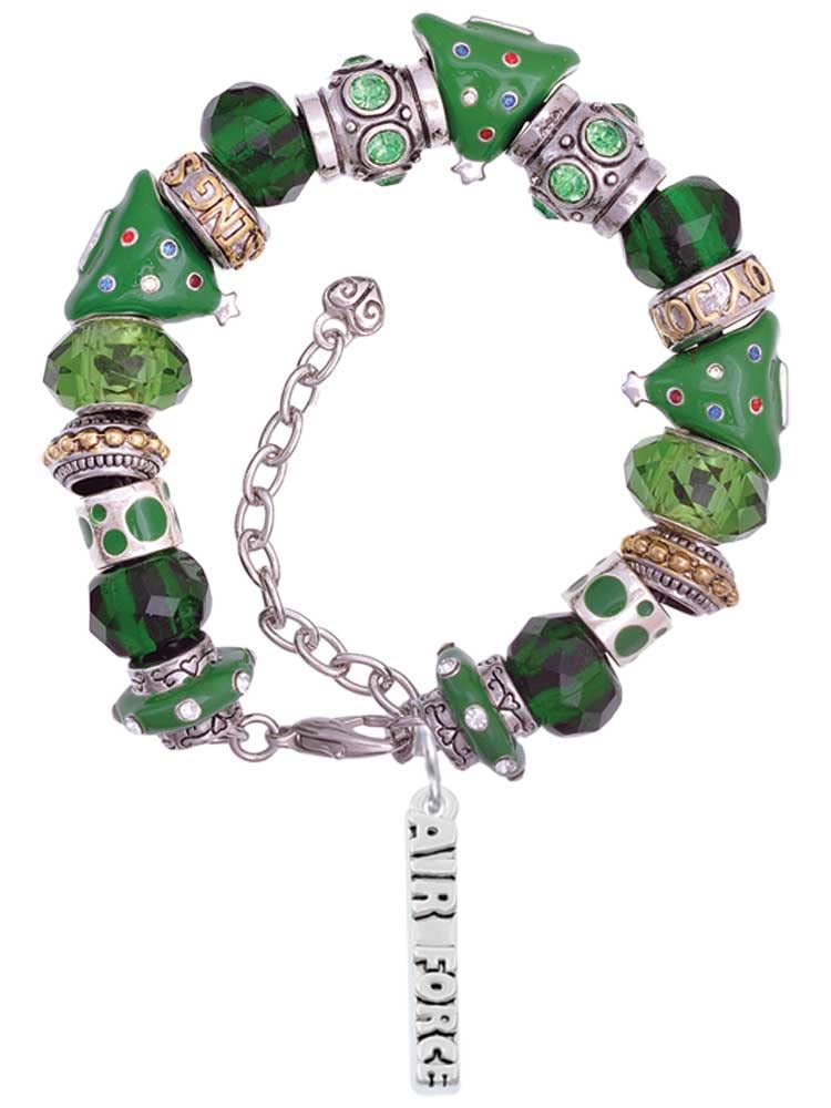 Military Green Christmas Bead Bracelet - 7