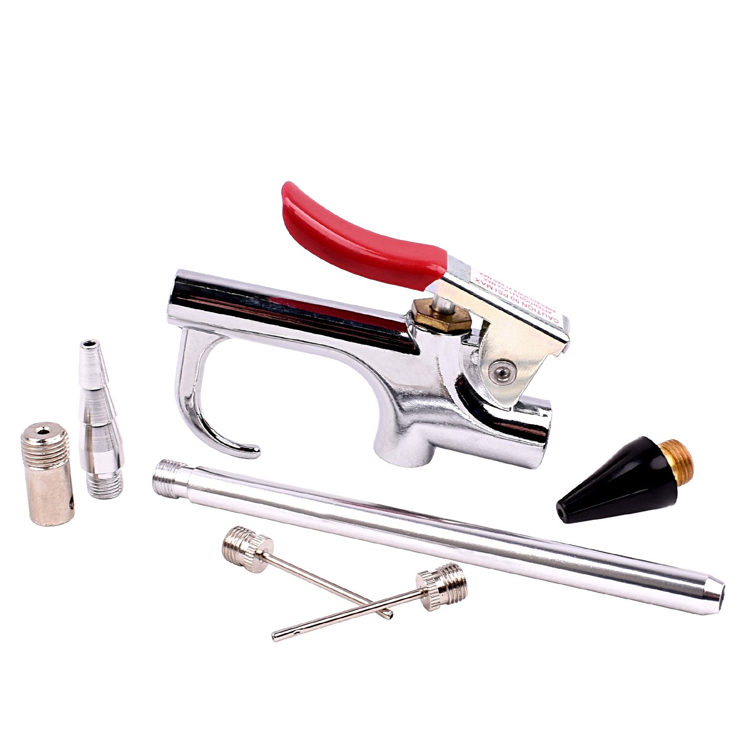 WYNNsky Air Blow Gun Kit with 5 Interchangeable Nozzles - 7 Piece Air Compressor Tool Set for Cleaning Dust, Drying, and Inflating Tires | Ideal for Automotive, Workshop, and DIY Projects