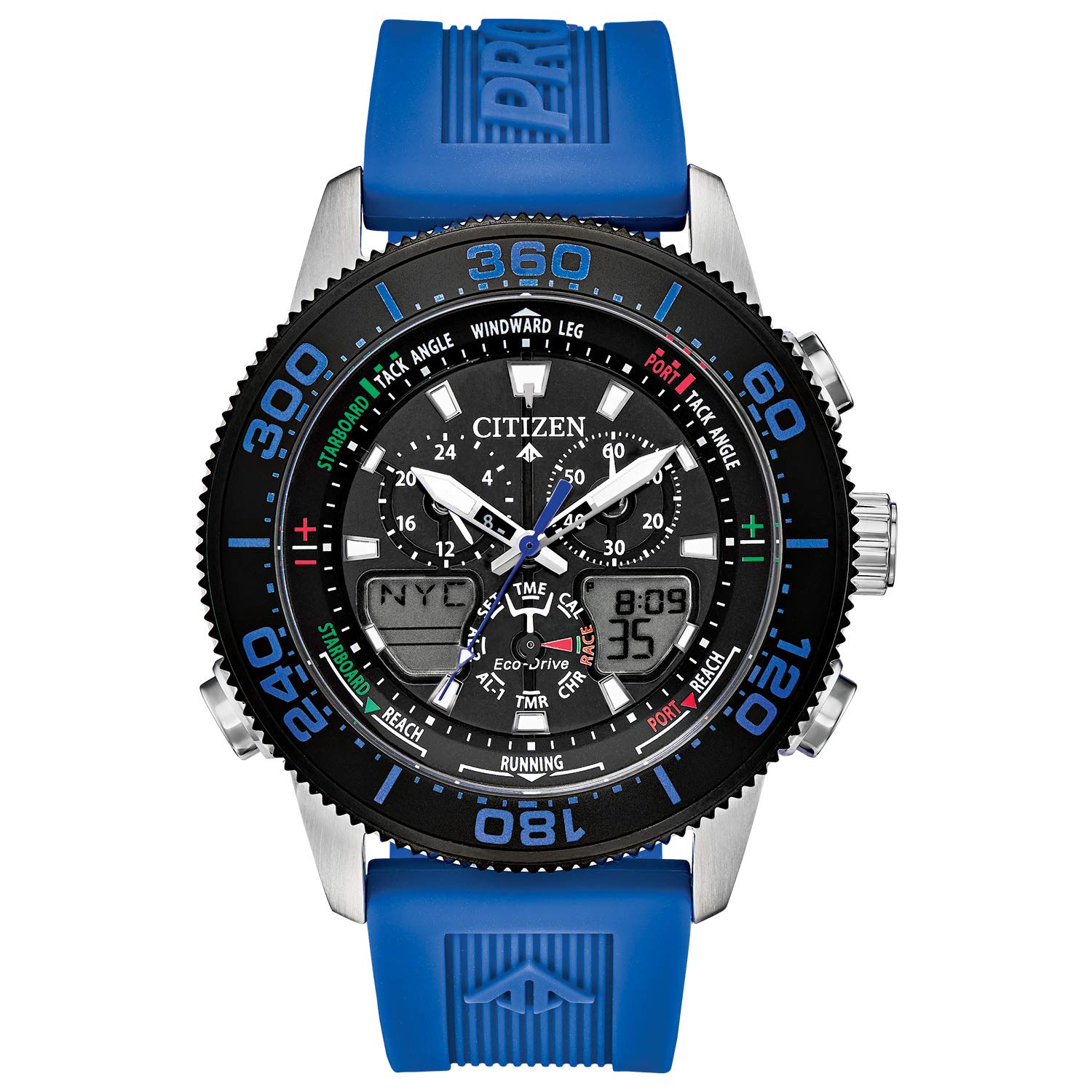 Citizen Men's Promaster Sailhawk Eco-Drive Watch - Stainless Steel Yacht Racing Chronograph with Polyurethane Strap, Dual Time Display, Luminous Hands & Markers - Perfect for Sailing, Water Sports & Outdoor Adventures