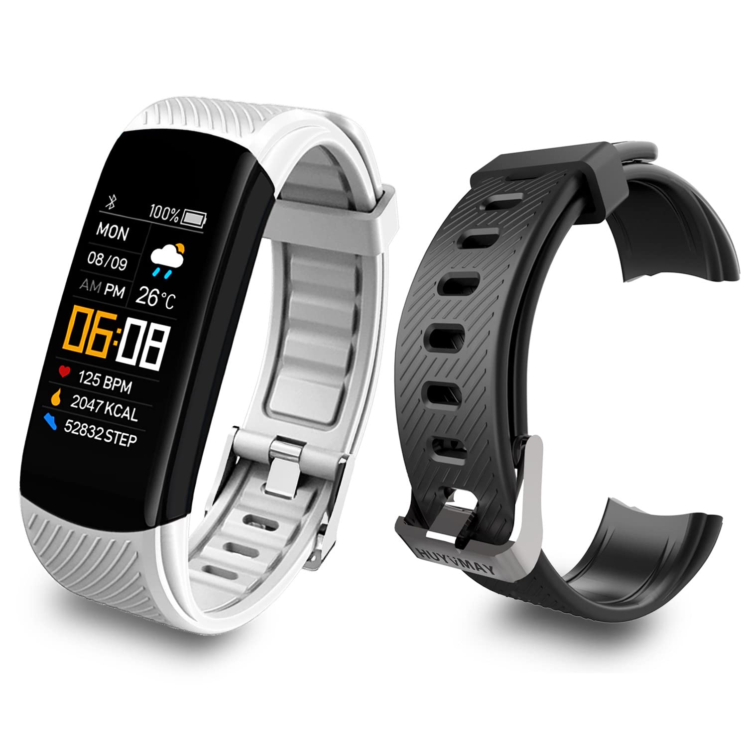 HUYVMAY Fitness Smart Watch with Heart Rate Monitor, Waterproof Activity Tracker for Women & Men - Step Counter, Sleep Tracker, Call & Message Notifications - Perfect for Running, Gym & Daily Health Monitoring