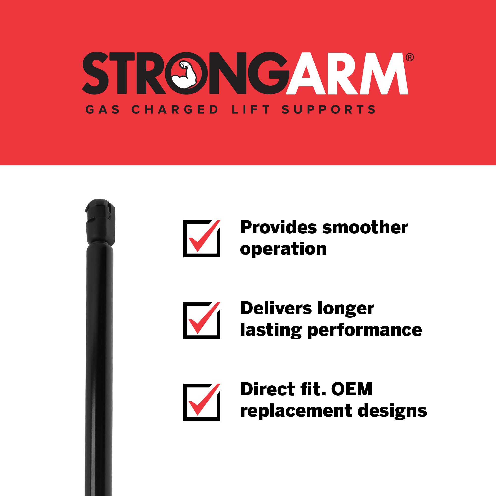 StrongArm 4365 Back Glass Lift Support - Heavy Duty Gas Strut for Truck, SUV, and Van Tailgates (Pack of 1) | Durable Replacement Part for Smooth Tailgate Operation | Perfect for Camping, Hauling, and Outdoor Adventures