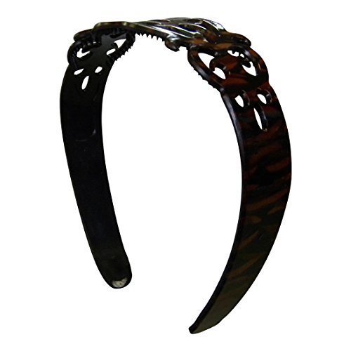 1.5 Inch Hard Headband Swirl Design with Teeth Hair Band - Orange for Women, Workout, Yoga, Running, Sports