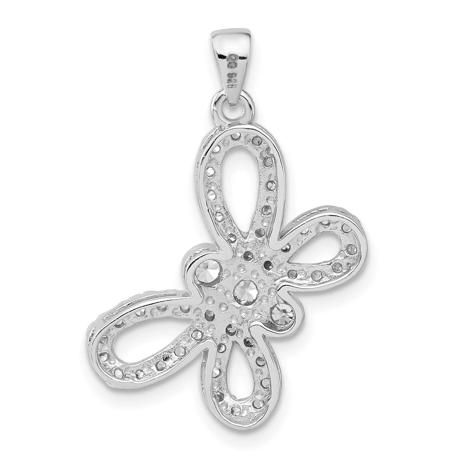 Sterling Silver Cubic Zirconia Butterfly Charm Pendant - Elegant Jewelry Gift for Women, Perfect for Necklaces, Bracelets & Special Occasions