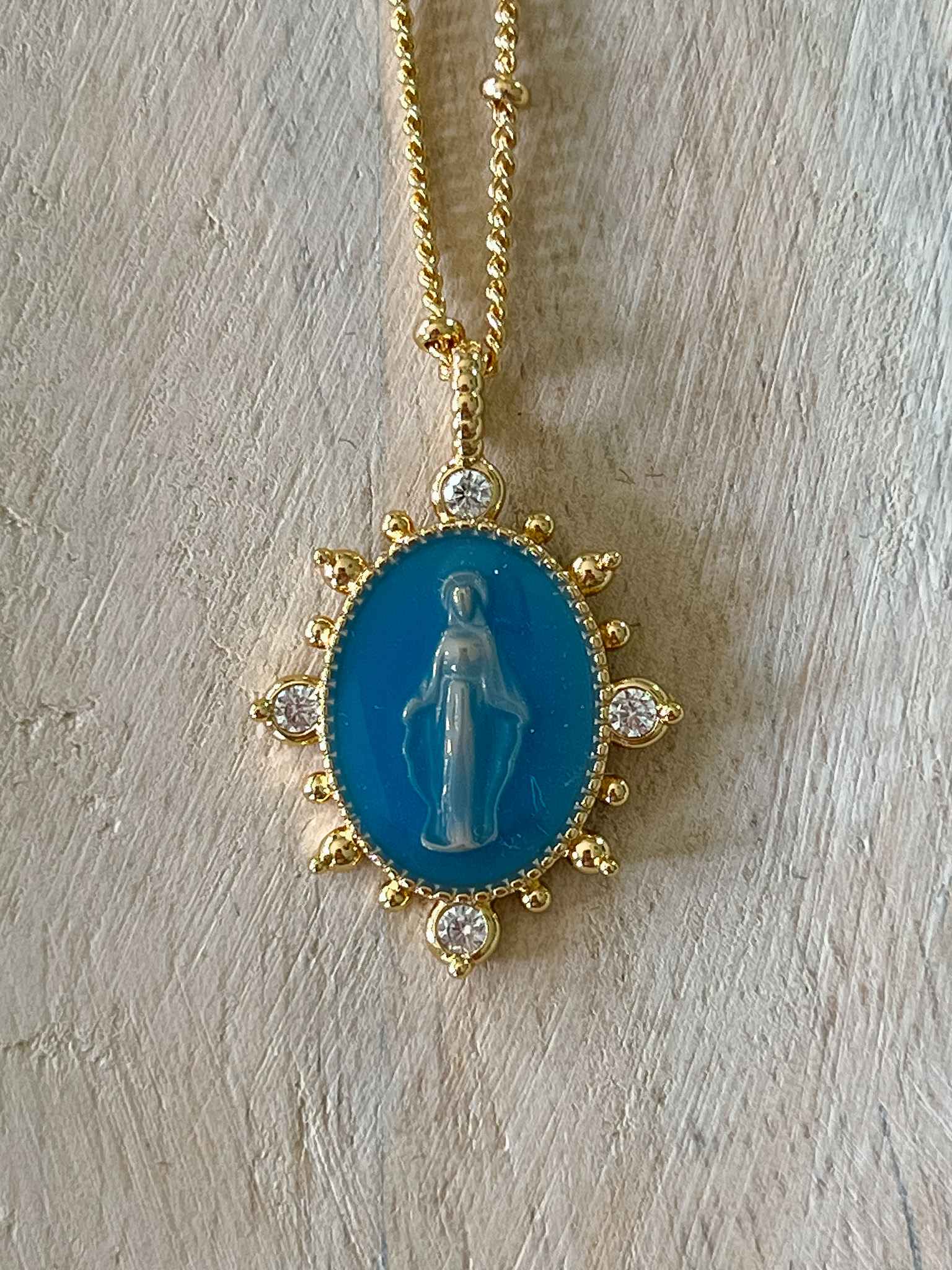 Lady Lourdes Necklace - Elegant French Blue Pendant for Women | Perfect for Daily Wear, Gifts & Special Occasions