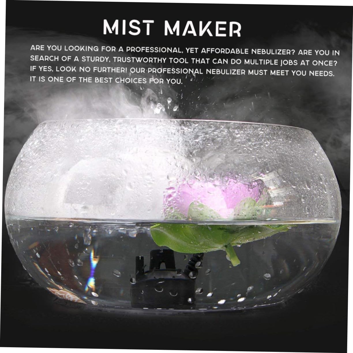 Submersible LED Fog Maker Pump with Fountain Lights for Aquarium & Fish Tank - Mini Water Atomizer with Mist Effect & Decorative Lighting - Perfect for Home Decor, Ponds, and Indoor Water Features