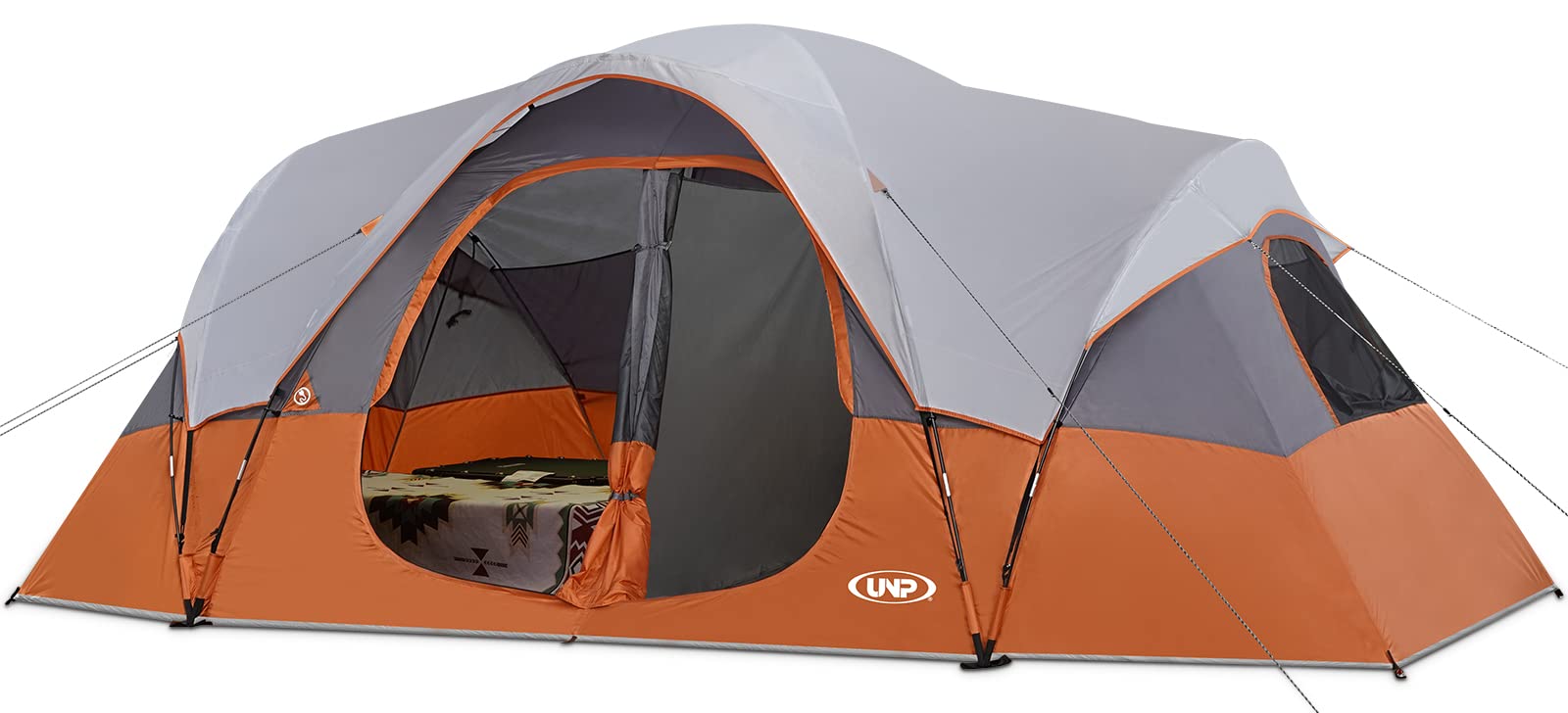 UNP 10-Person Family Camping Tent - Large Easy Setup 2-Room Shelter with 5 Mesh Windows | Waterproof & Weather Resistant (18'x9'x78