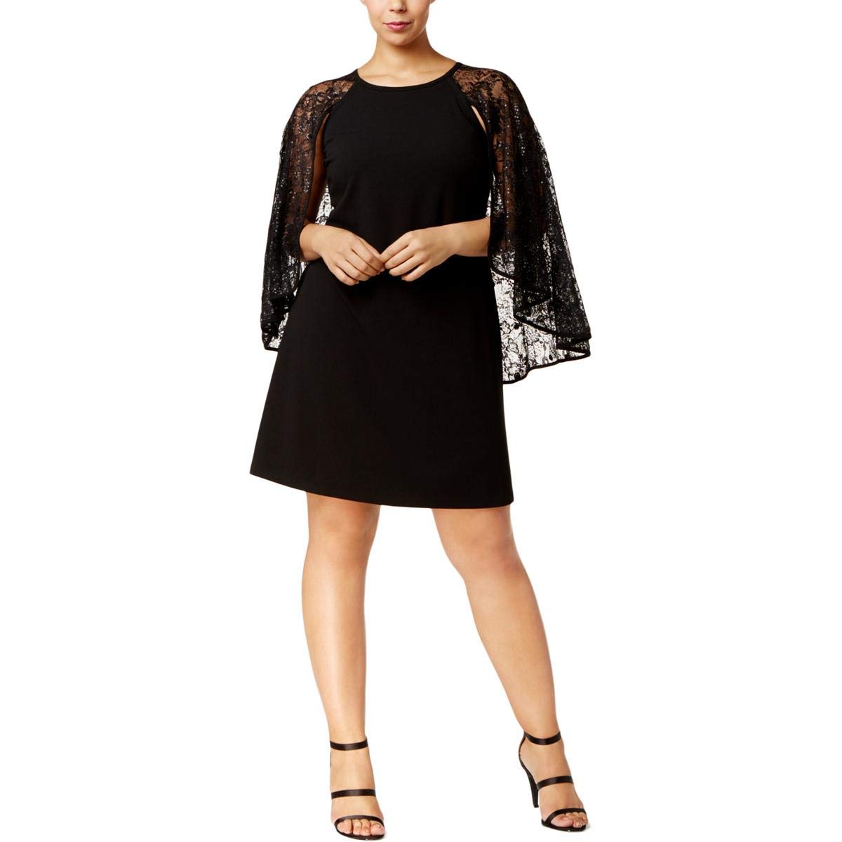 Calvin Klein G III Sequined Lace Capelet Dress for Women | Elegant Evening Gown for Parties, Weddings & Special Occasions