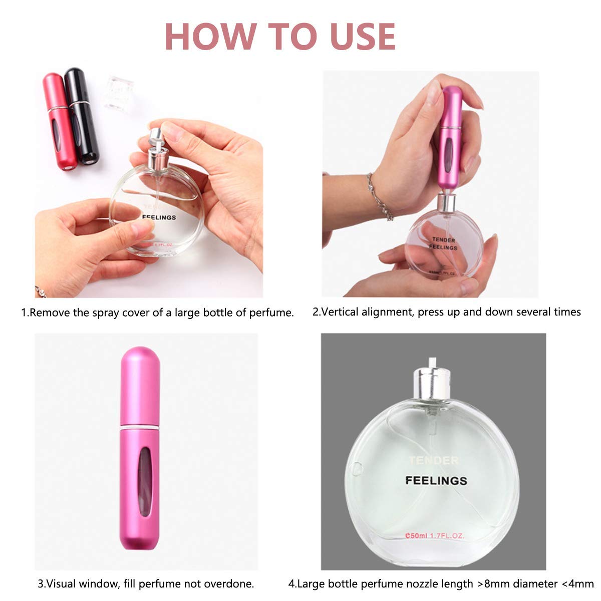 ASZTRIK 3-Pack 5ml Refillable Perfume Spray Bottles - Portable Mini Empty Perfume Atomizer with Scent Pump for Travel, Gym, Purse & On-The-Go (Multicolor) | Leak-Proof Essential Oil Dispenser for Fragrance Lovers