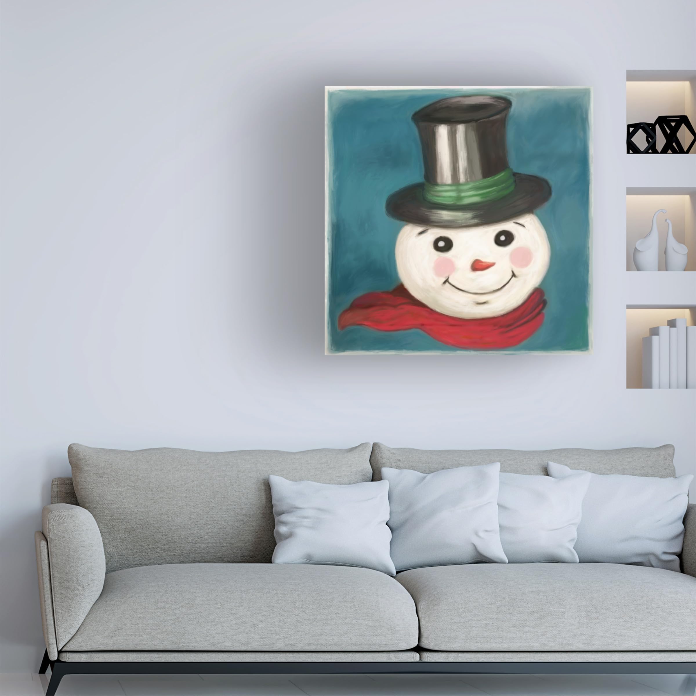 Happy Snowman Canvas Art Print by Art Licensing Studio - Winter Holiday Decor for Home, Office & Gifts