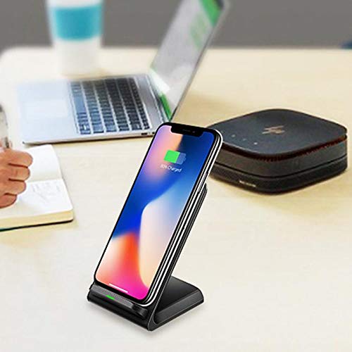 Wireless Charger Stand for Oppo A9 2020 - Fast Qi-Certified Charging Pad with Quick Charge 3.0, Cord-Free Convenience for Home, Office, and Nightstand Use (Jet Black)